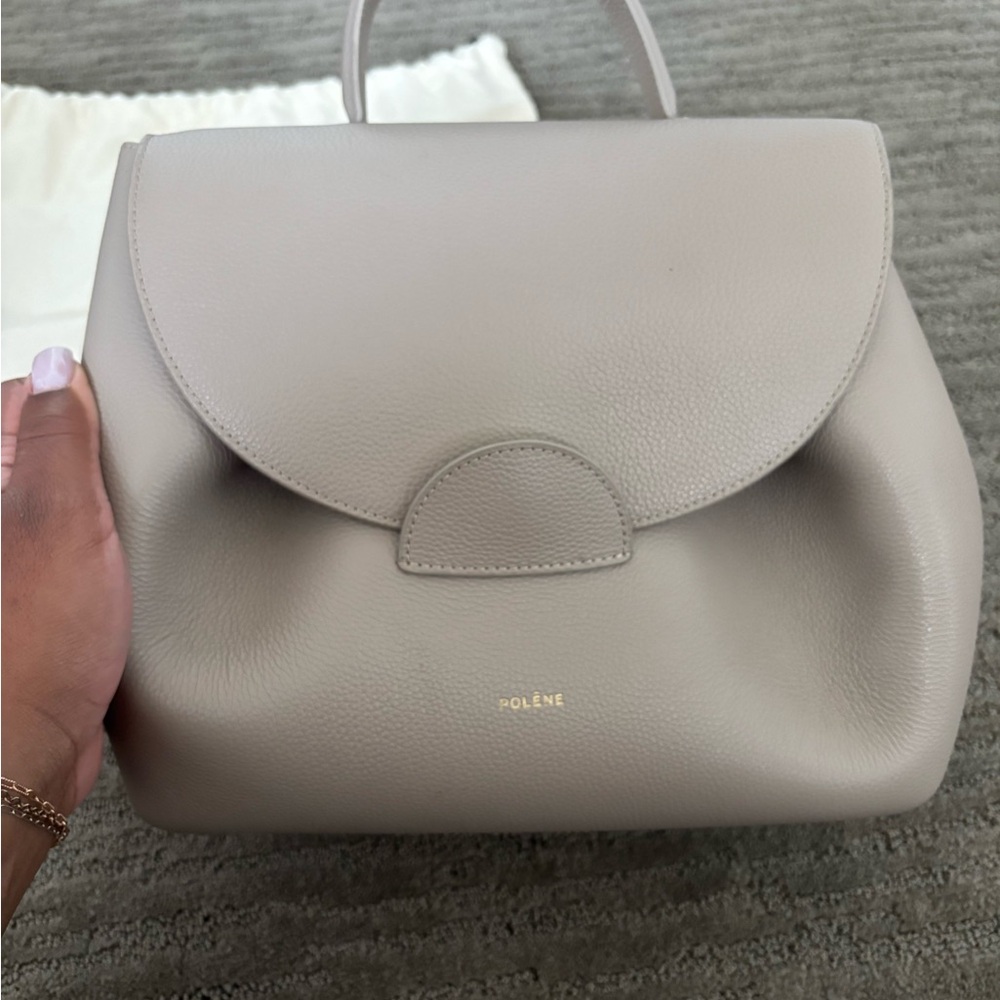 Polene Taupe Leather Shoulder Bag